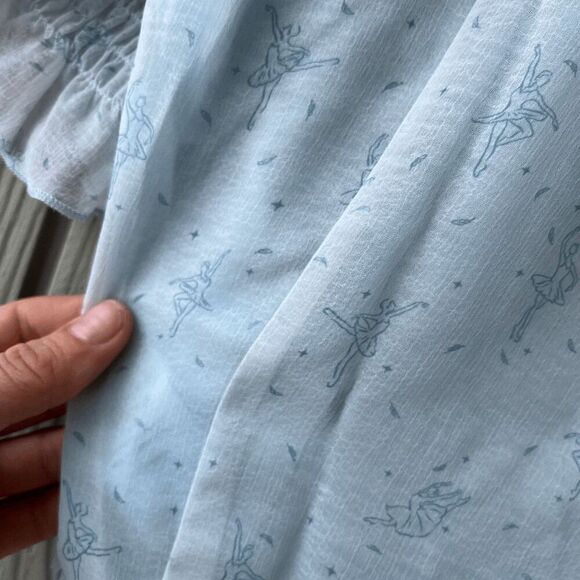 Simple Retro Ballet Wrap Top – Blue Ruffle Blouse with Lining – Size Small - Picture 7 of 10